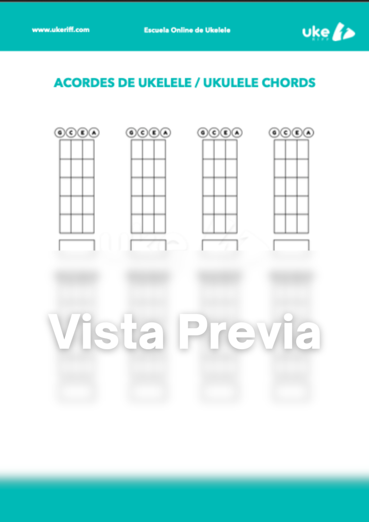 Plantilla de acordes de ukelele (PDF descargable)